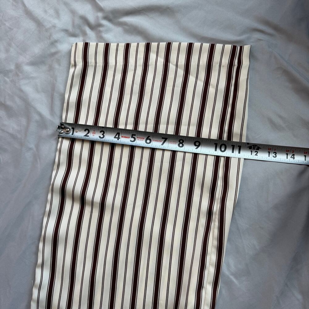 H&M Cream Brown Striped Wide Leg Pants Women's Medium Pull On Drawstring Palazzo - Picture 10 of 10